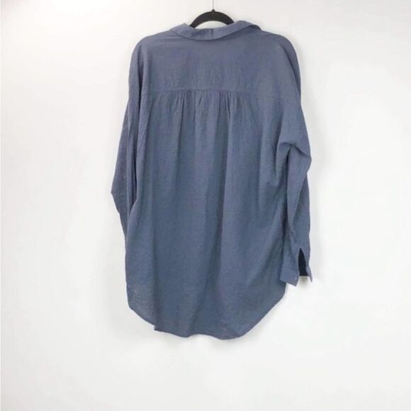 Free People Blue Crinkle Tunic Shirt Top S Used - Picture 2 of 6